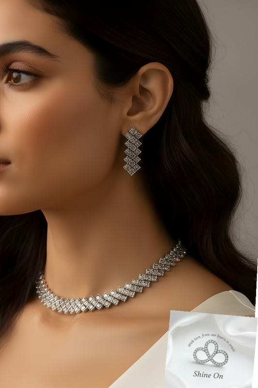 Geometric AD Necklace with earrings